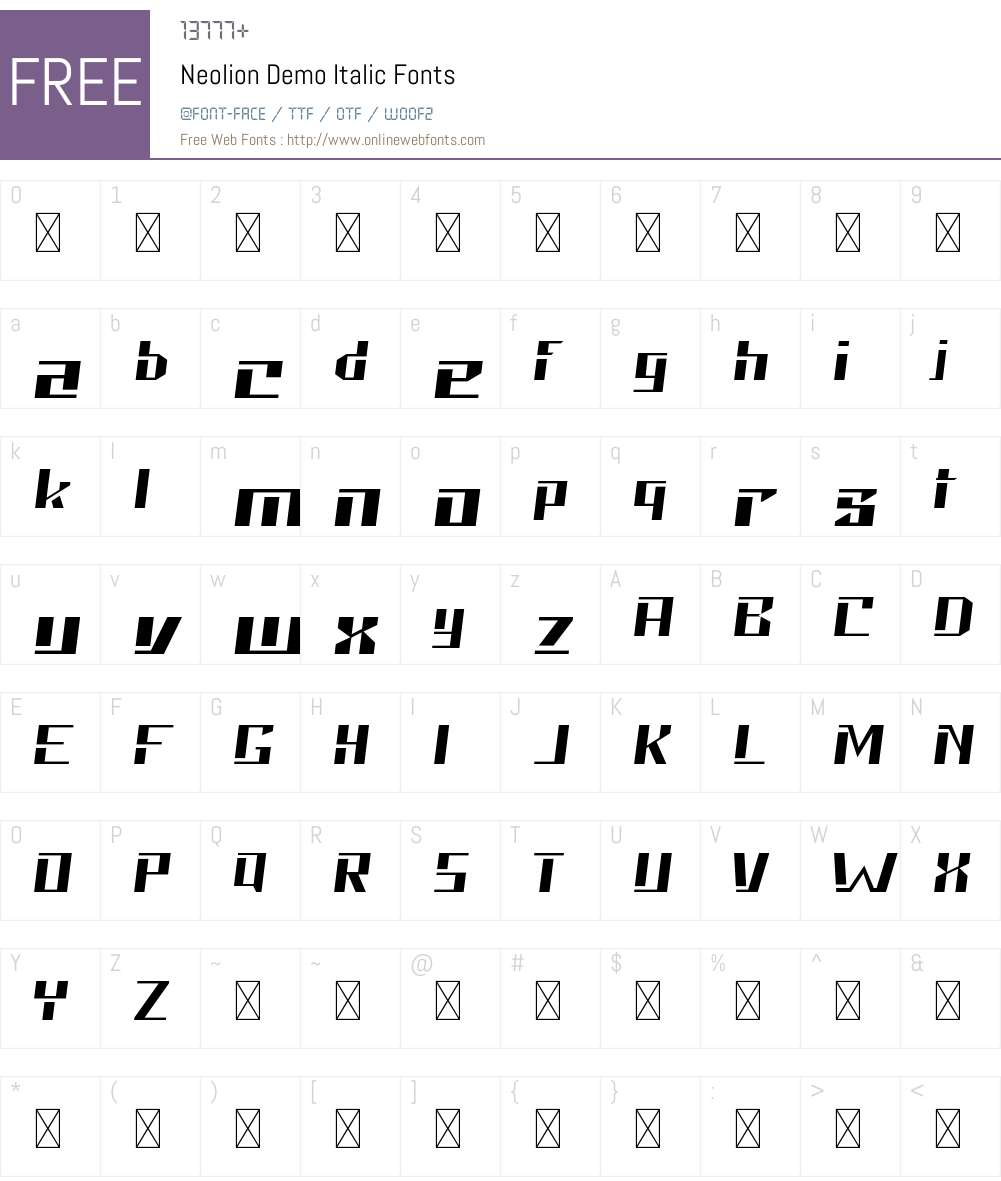 Neolion Demo Font Screenshots