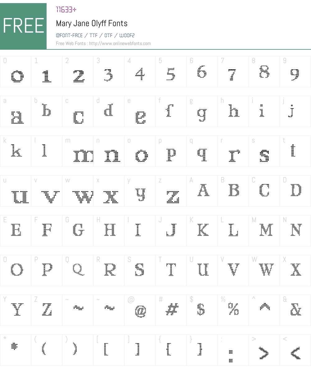 Mary Jane Olyff Font Screenshots