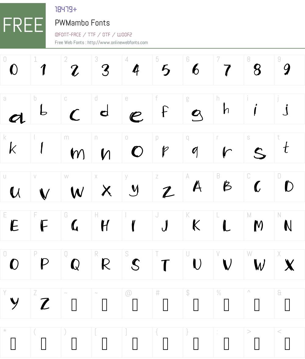PWMambo Font Screenshots