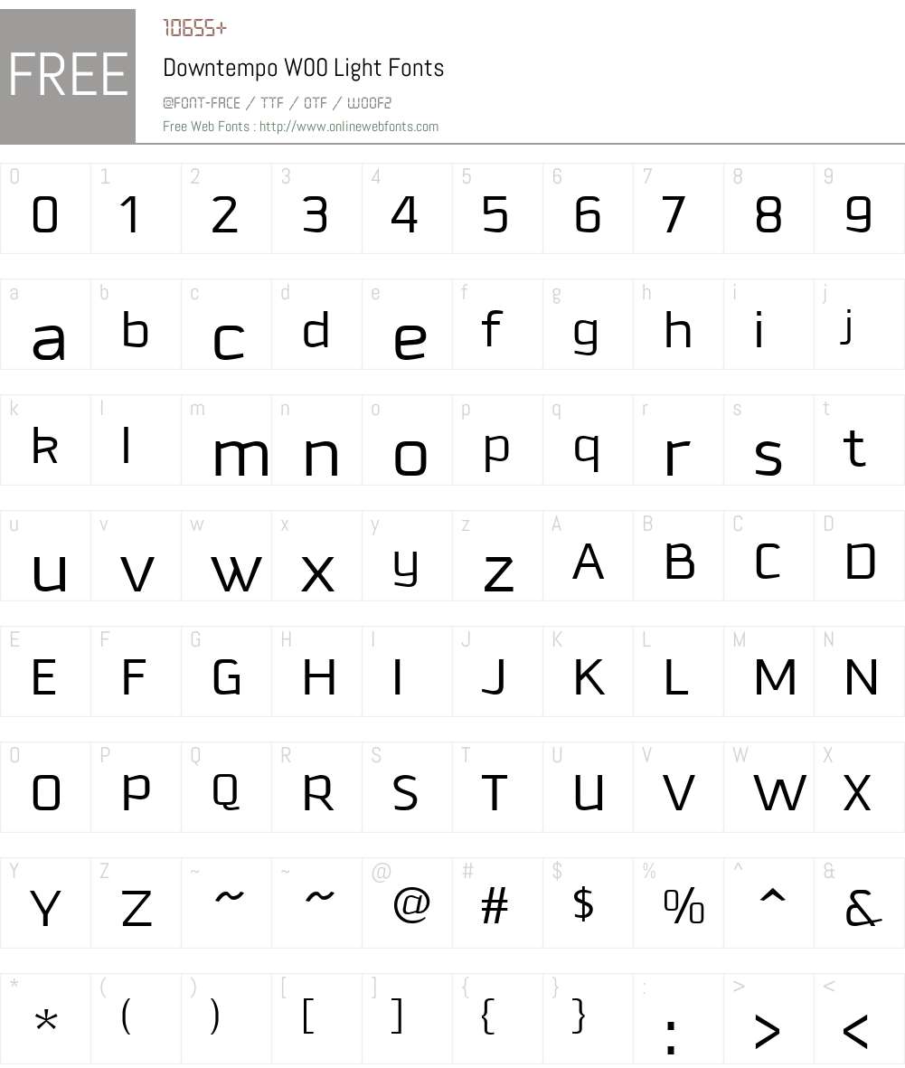 DowntempoW00-Light Font Screenshots