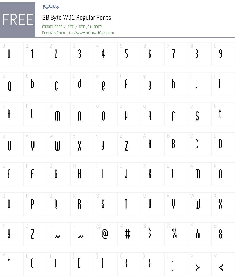 SBByteW01-Regular Font Screenshots