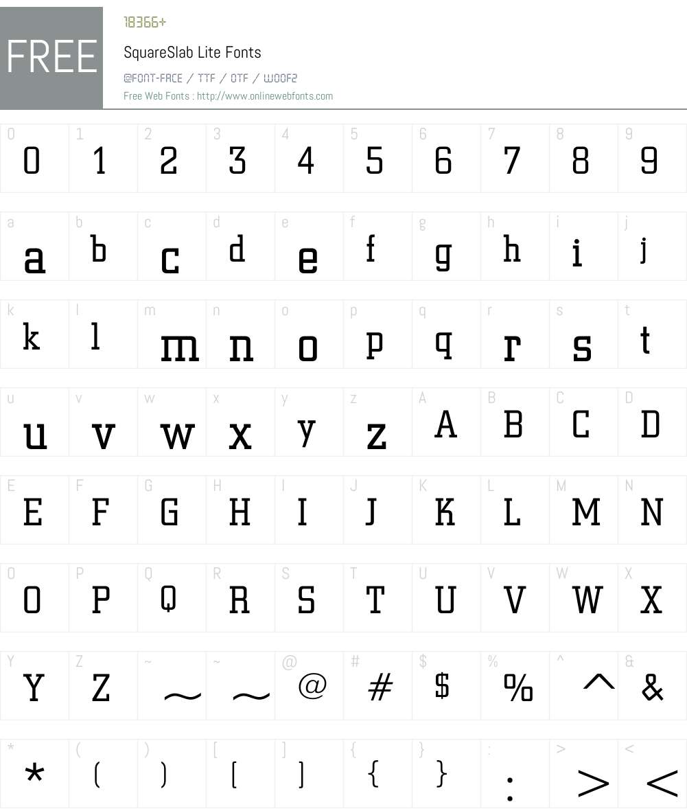 SquareSlab Lite Font Screenshots