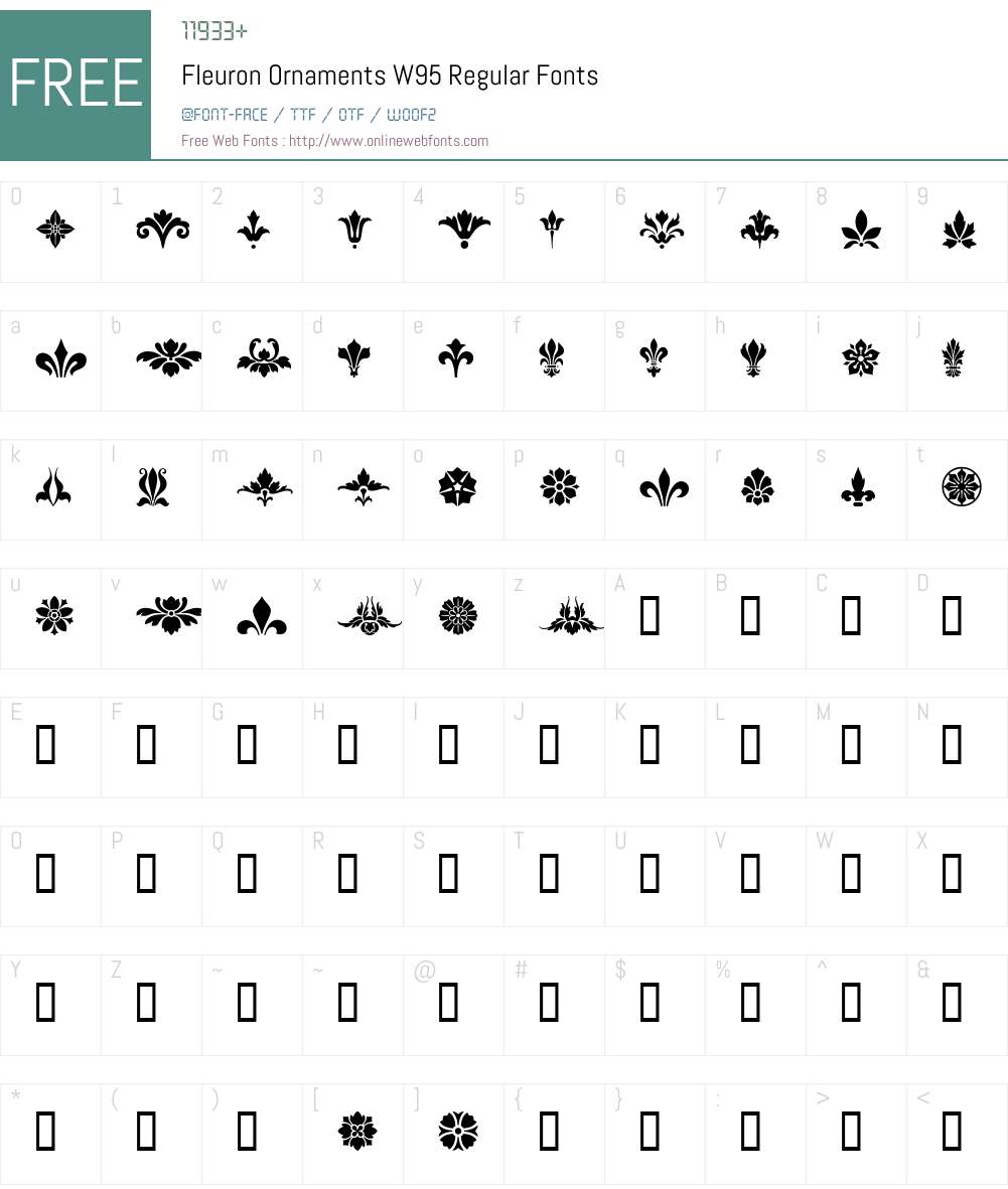 Fleuron Ornaments Font Screenshots