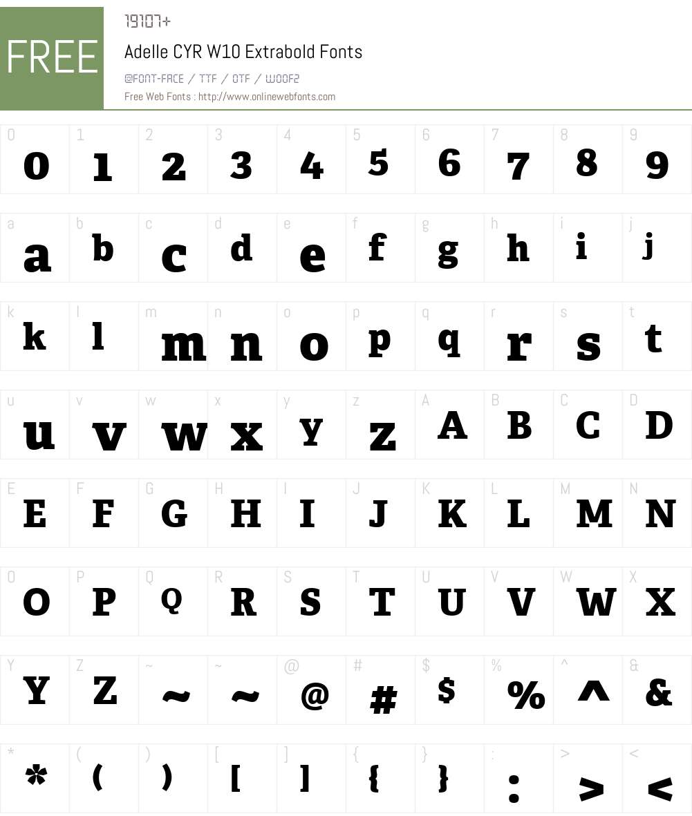 AdelleCYRW10-Extrabold Font Screenshots