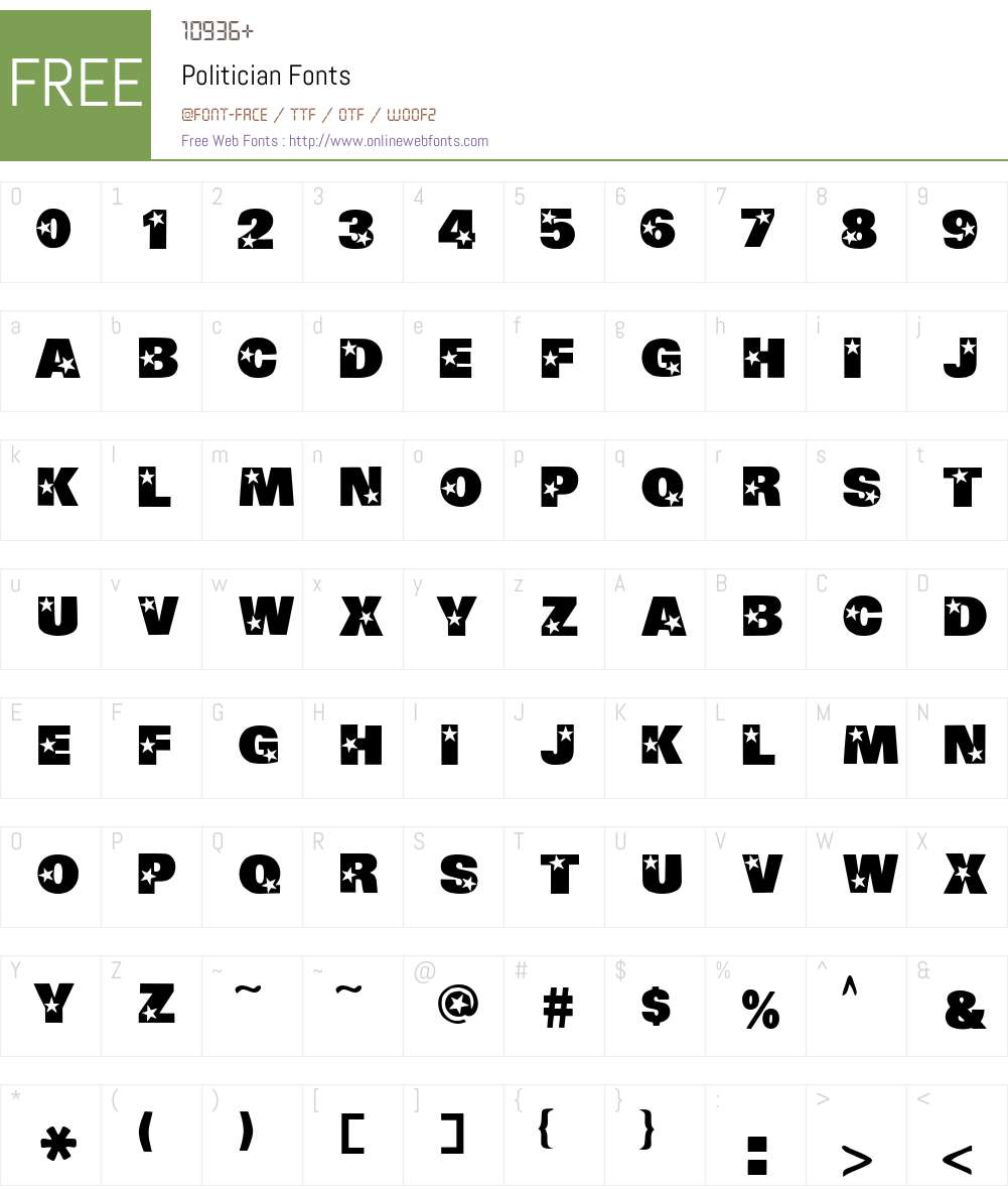 Politician Font Screenshots