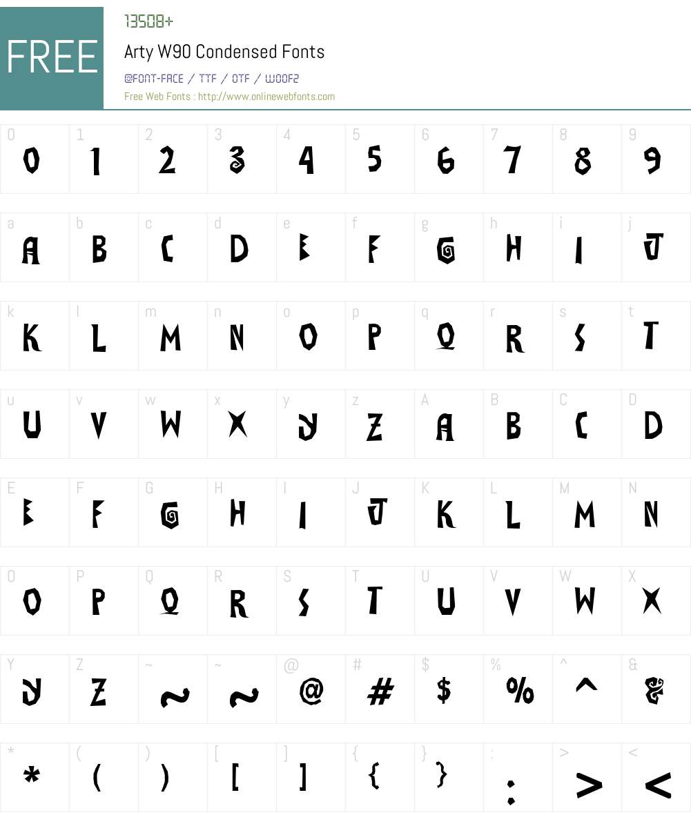 ArtyW90-Condensed Font Screenshots