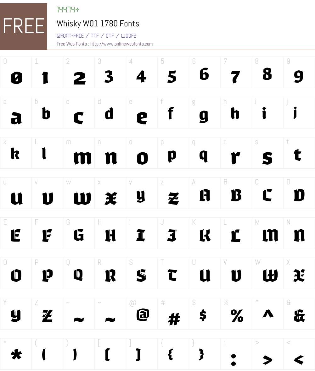 WhiskyW01-1780 Font Screenshots