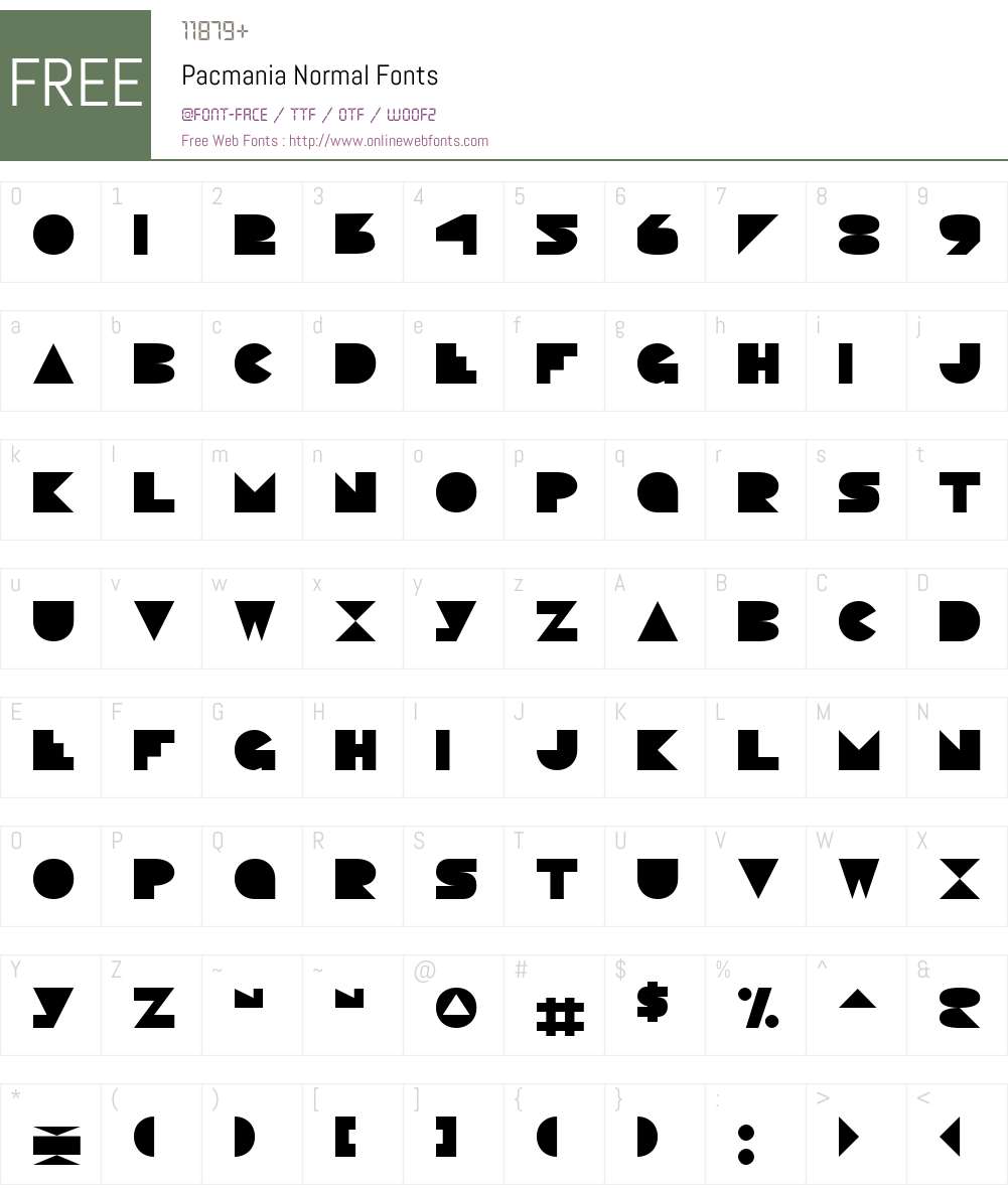 Pacmania Font Screenshots
