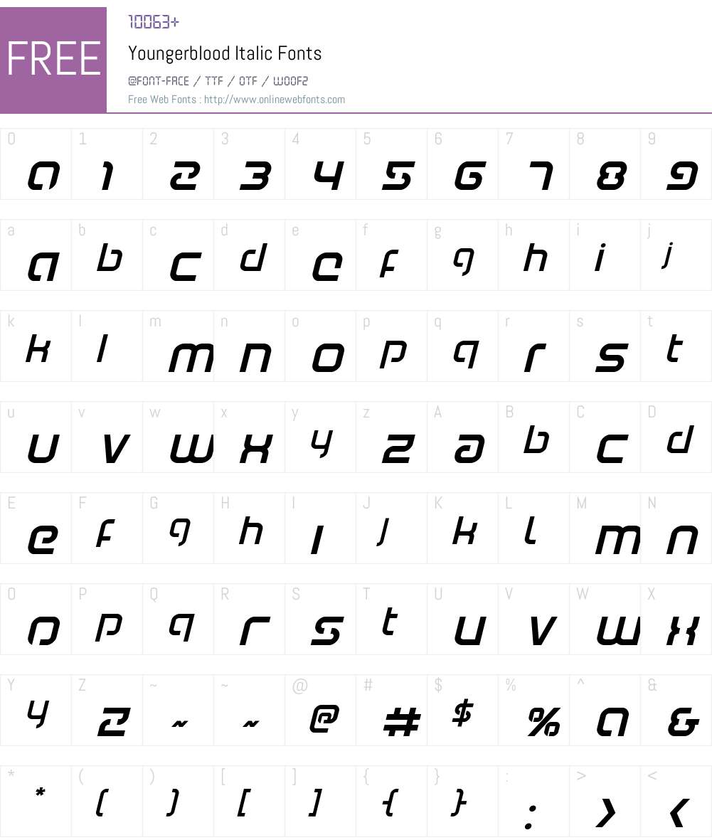 Youngerblood Italic Font Screenshots