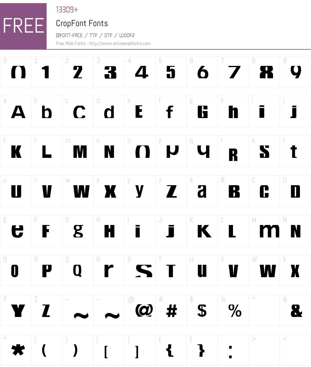 CropFont Font Screenshots