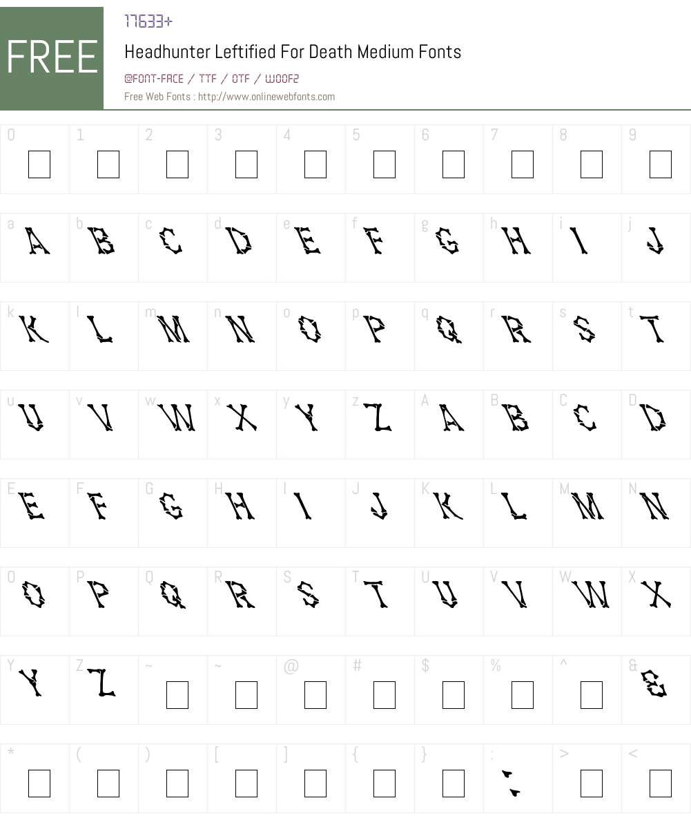 Headhunter Leftified For Death Font Screenshots
