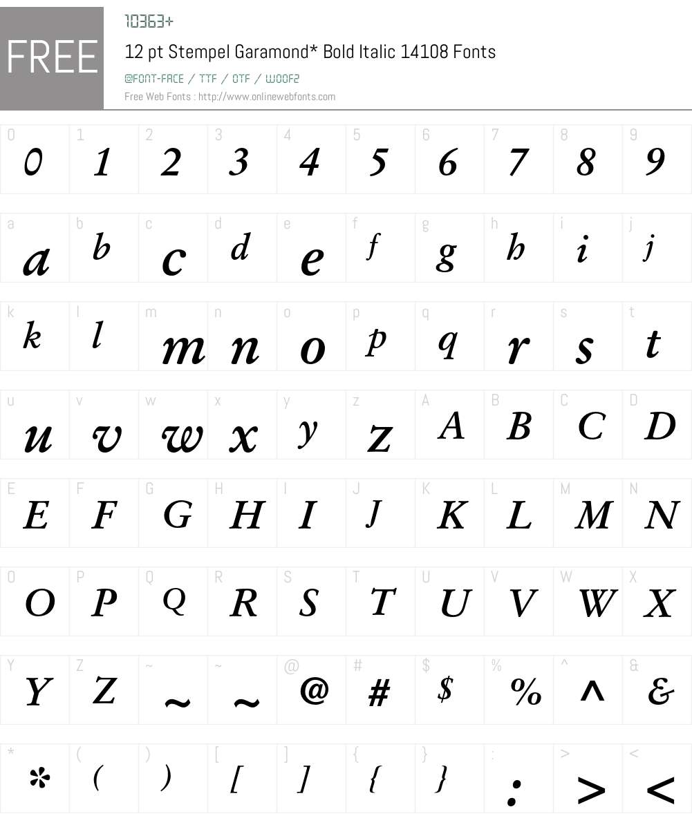 StempelGaramond Font Screenshots