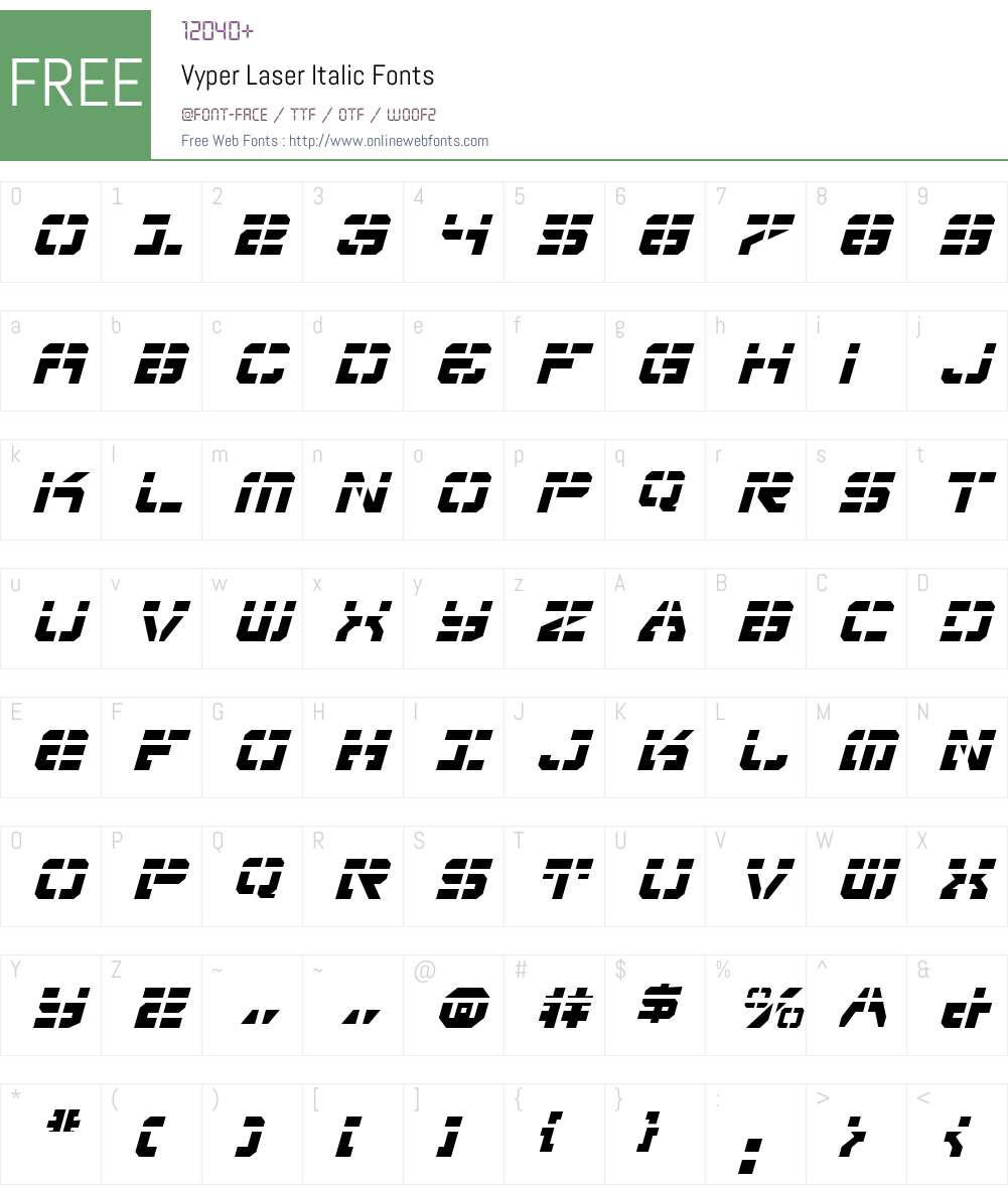 Vyper Laser Italic Font Screenshots