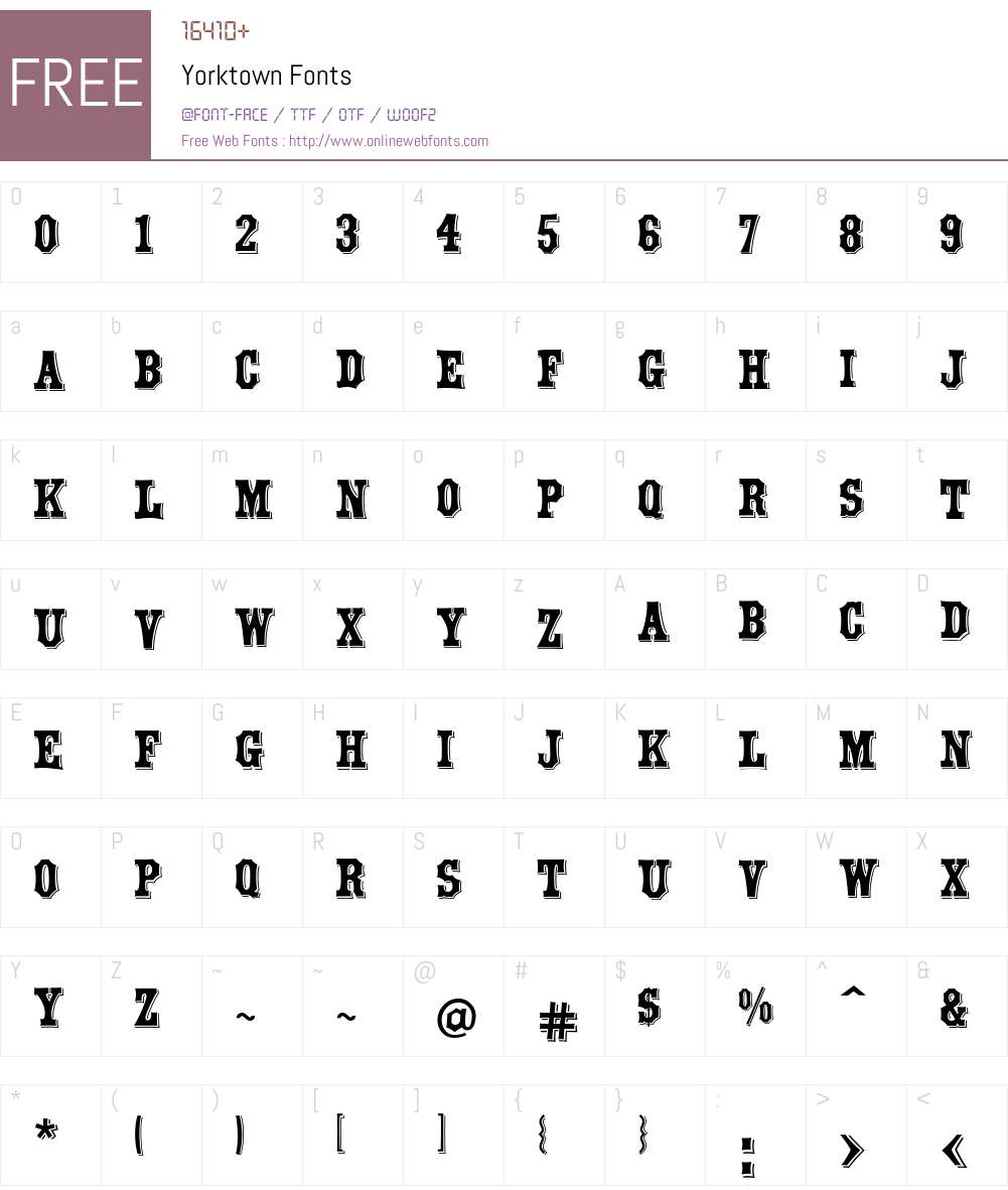 Yorktown Font Screenshots