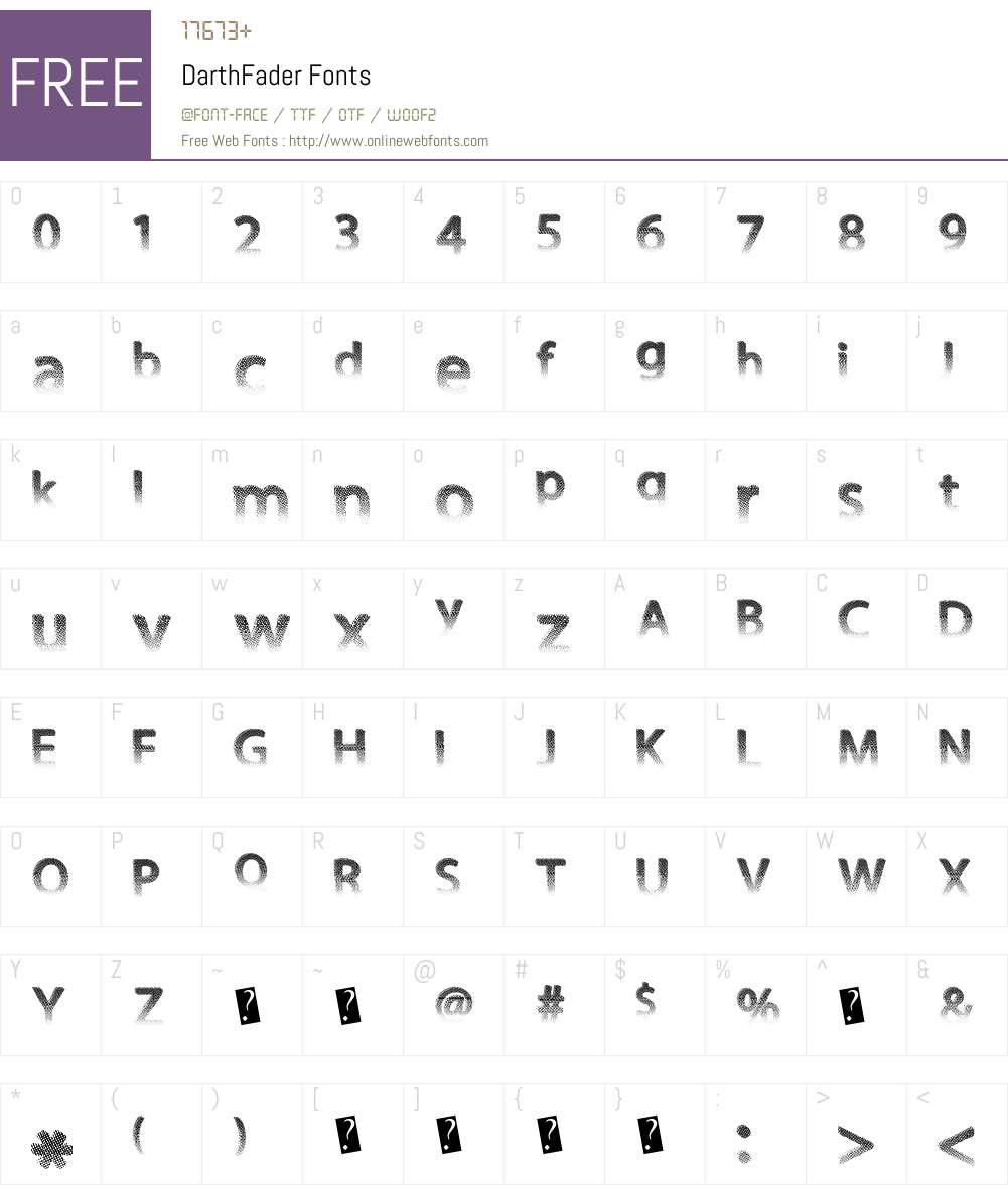 DarthFader Font Screenshots