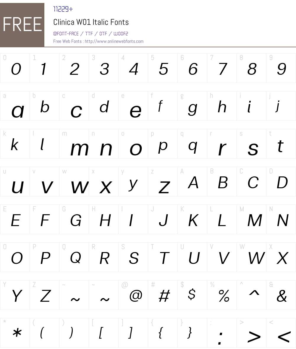 ClinicaW01-Italic Font Screenshots