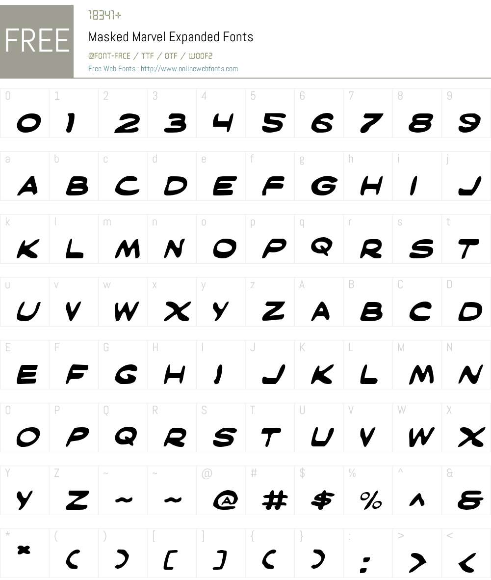 Masked Marvel Expanded Font Screenshots