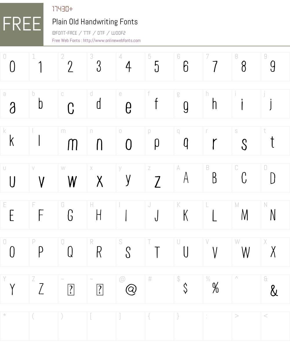 Plain Old Handwriting Font Screenshots
