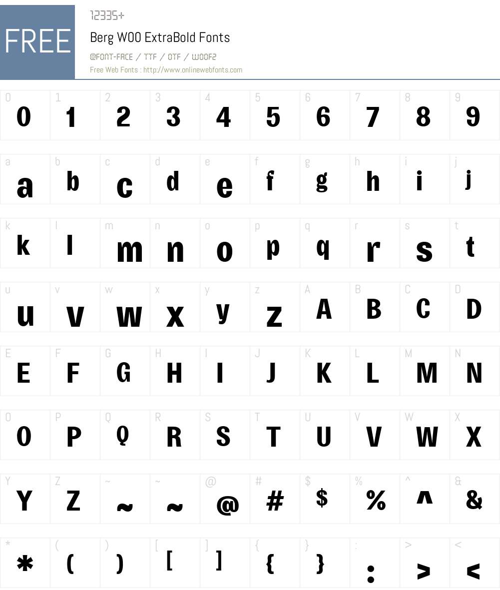 Berg Font Screenshots