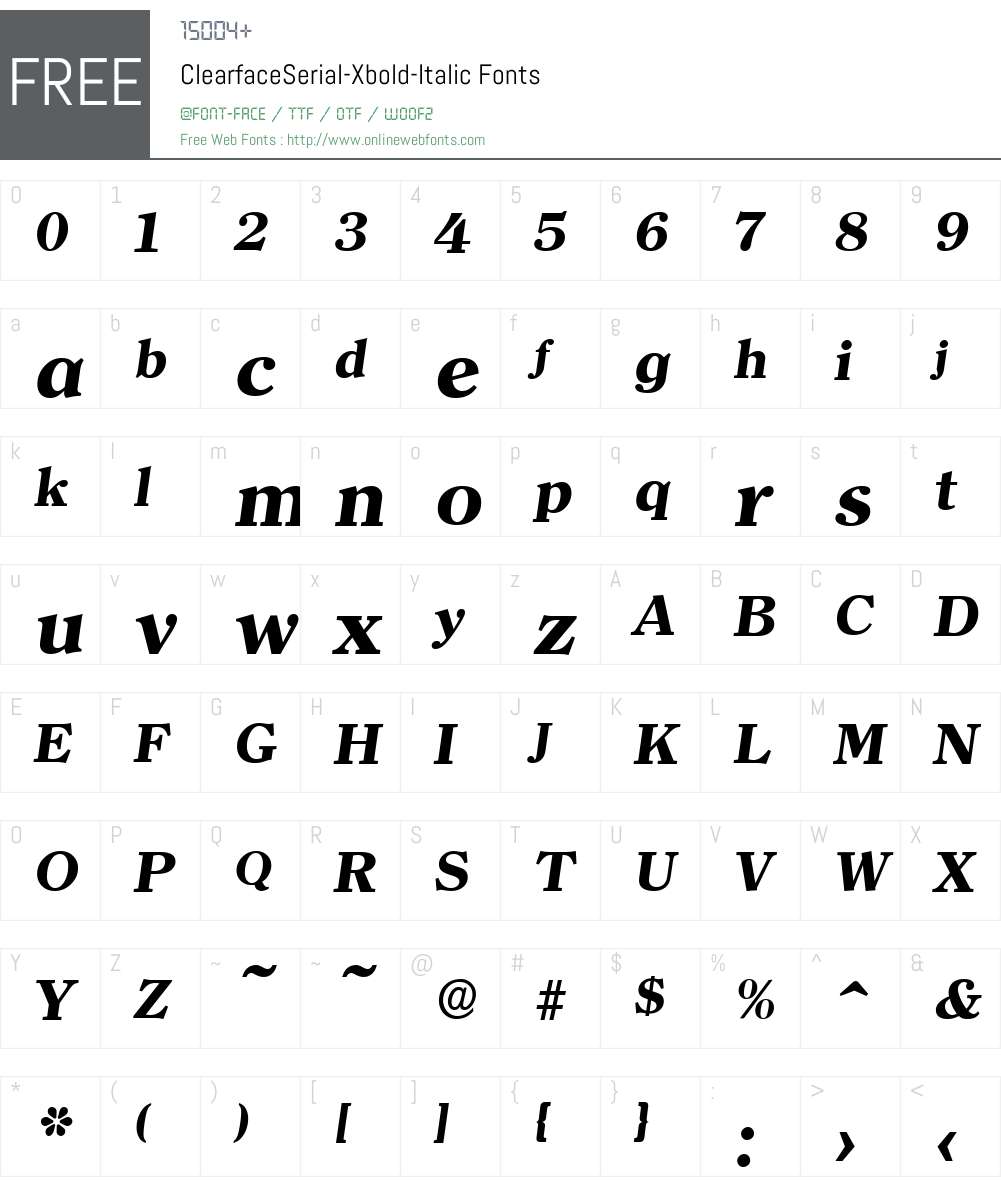 ClearfaceSerial-Xbold Font Screenshots