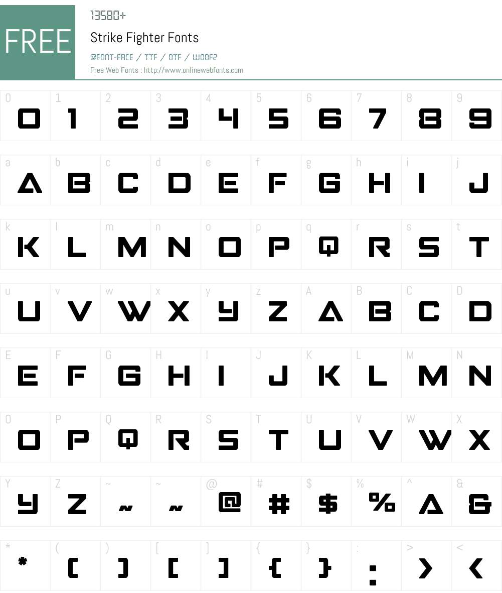 Strike Fighter Font Screenshots