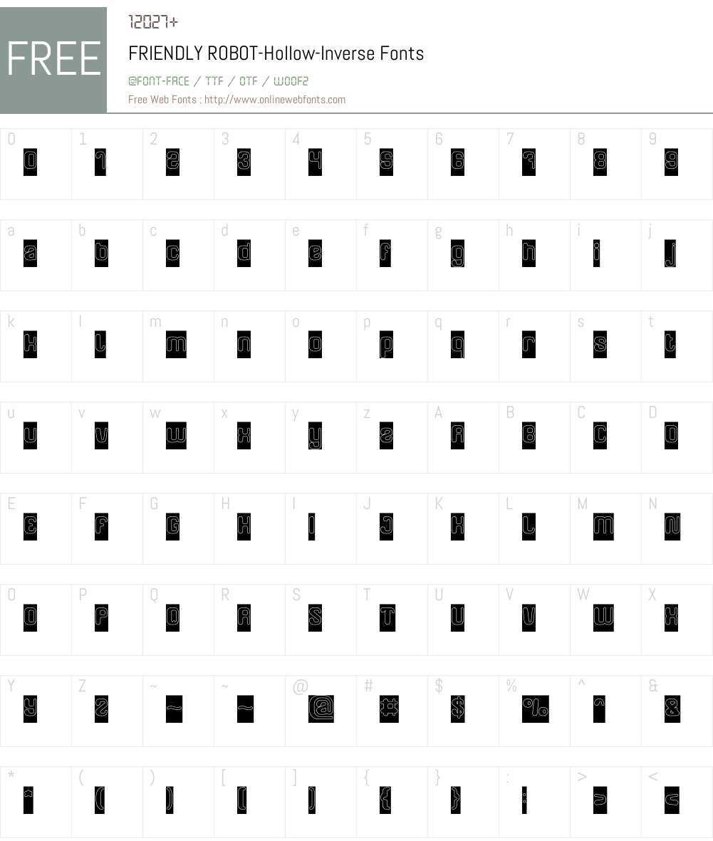 FRIENDLY ROBOT-Hollow-Inverse Font Screenshots