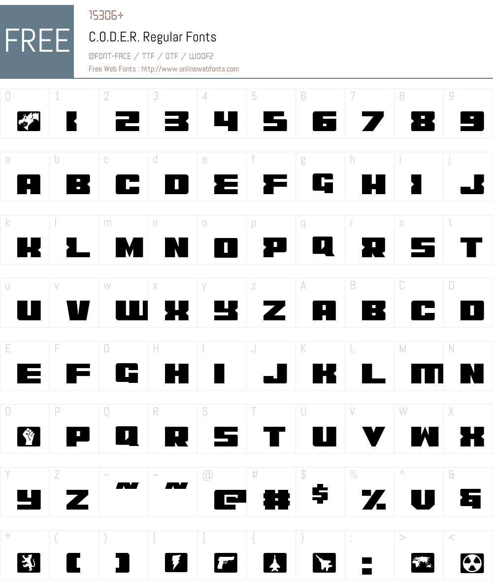C.O.D.E.R. Font Screenshots