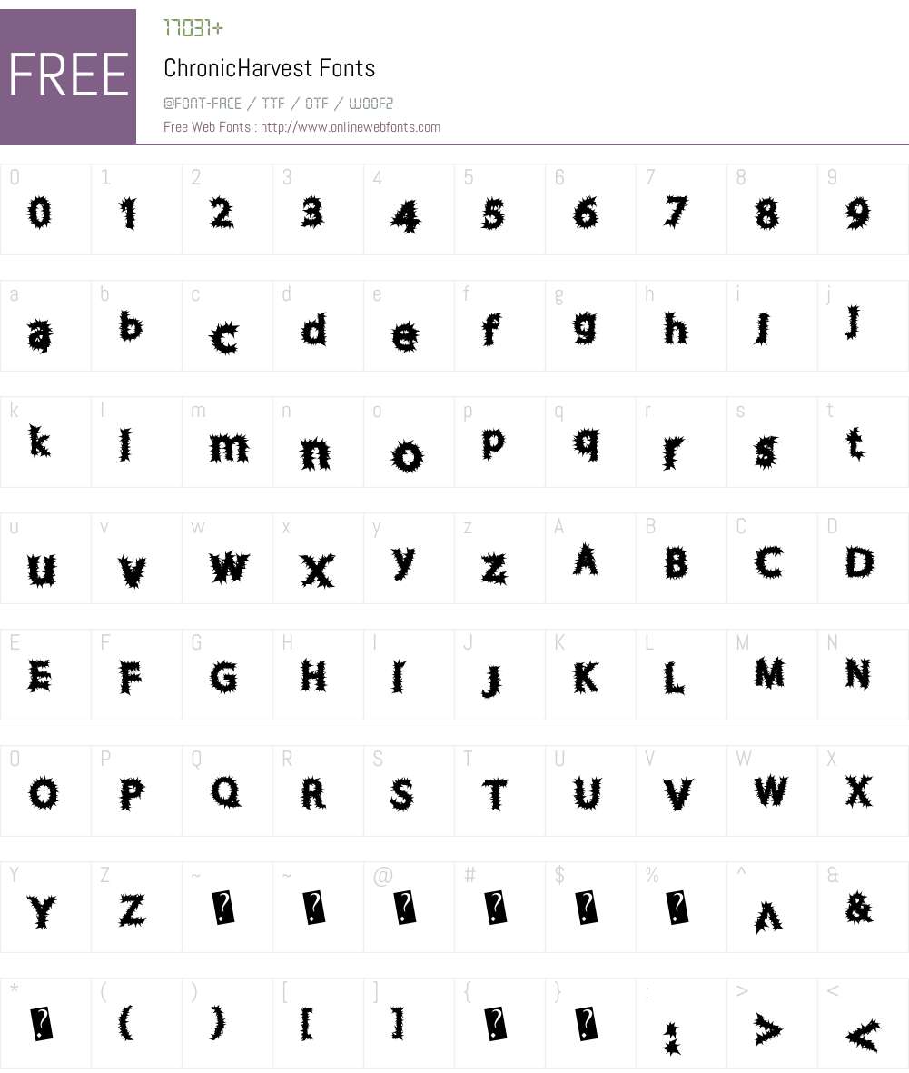 ChronicHarvest Font Screenshots