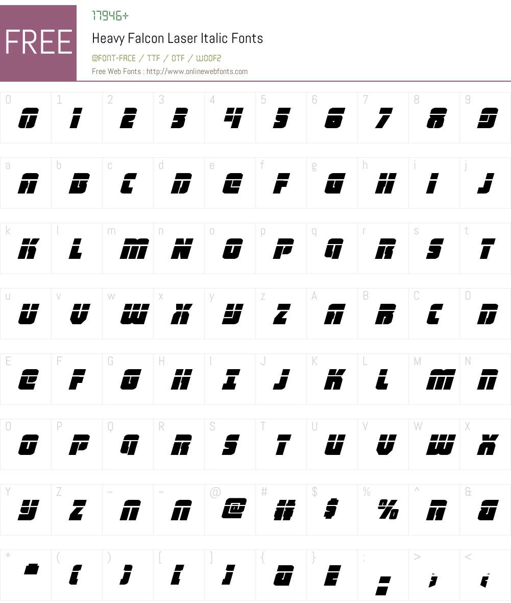 Heavy Falcon Laser Italic Font Screenshots