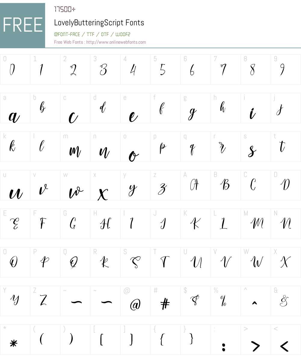 Lovely Buttering Script Font Screenshots