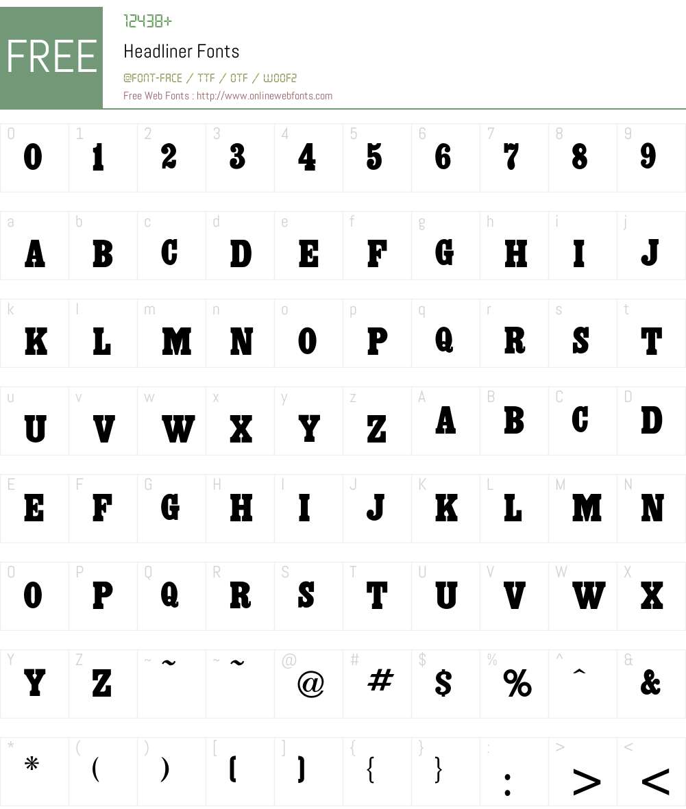 Headliner Font Screenshots