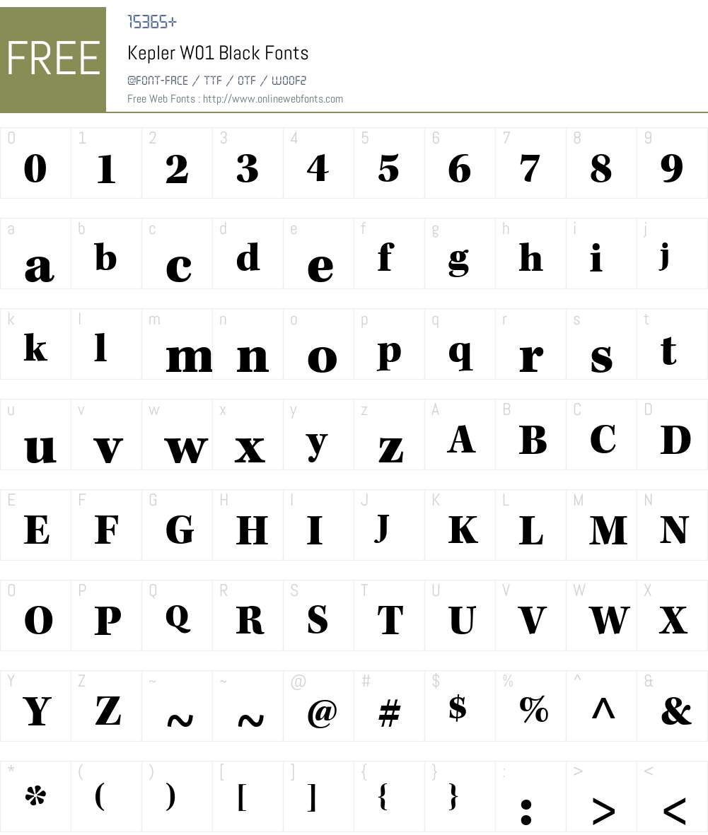 KeplerW01-Black Font Screenshots