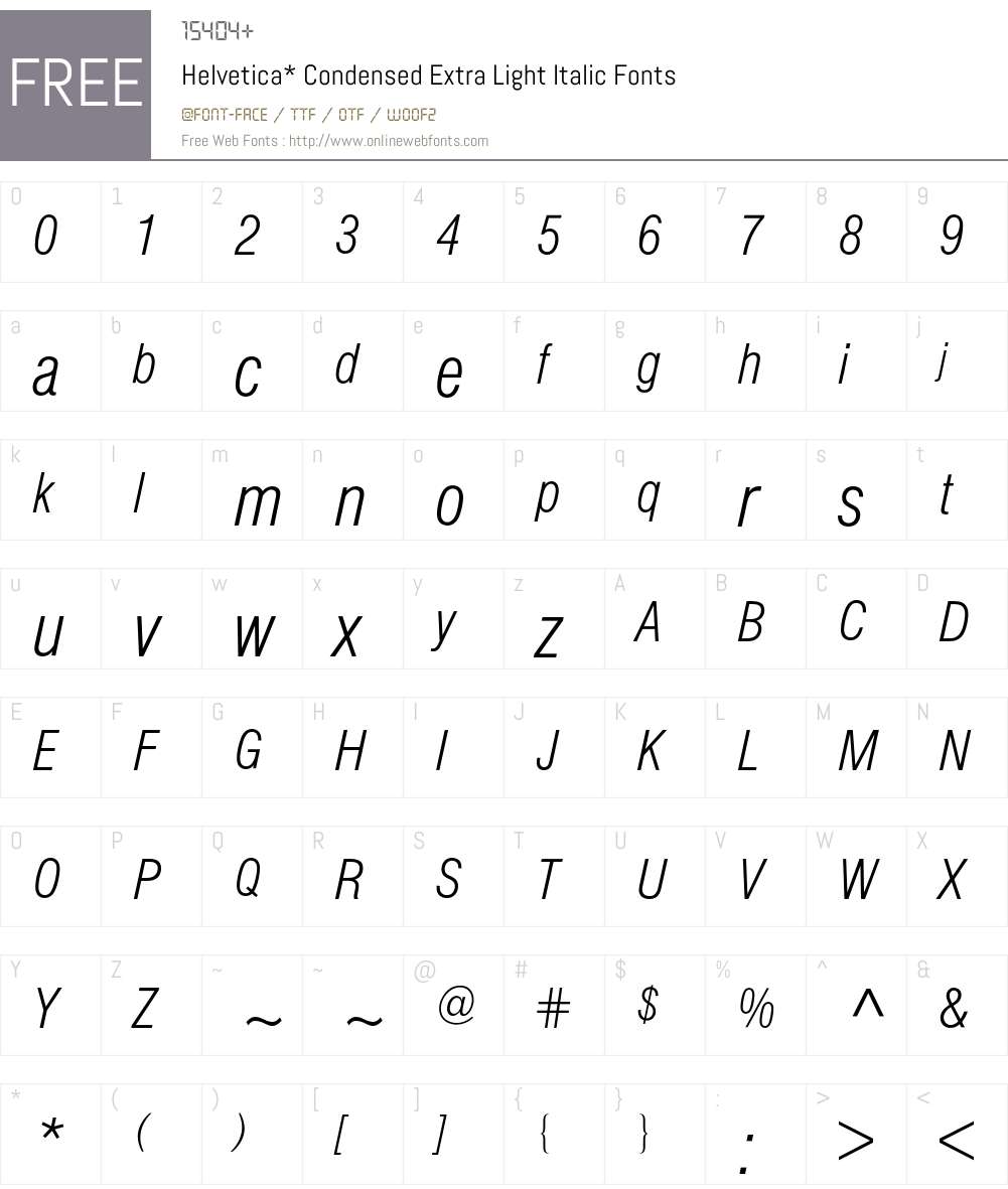 Helvetica Condensed BQ Font Screenshots