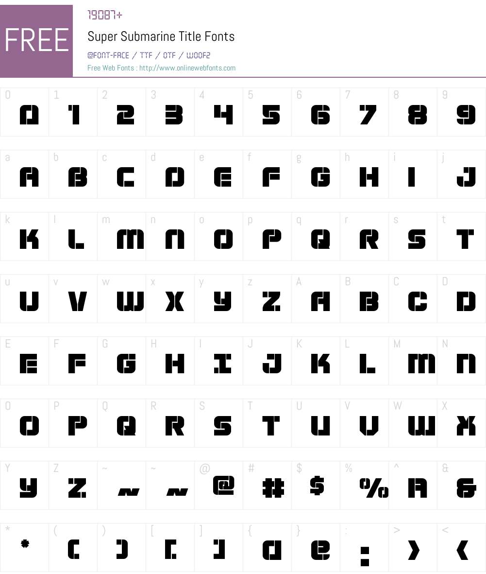 Super Submarine Title Font Screenshots