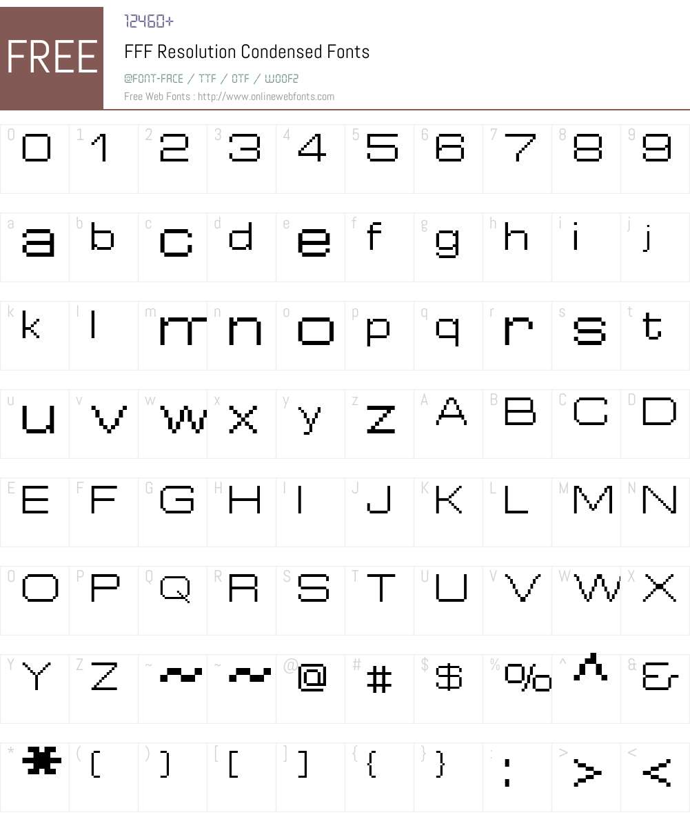 FFF Resolution Condensed Font Screenshots
