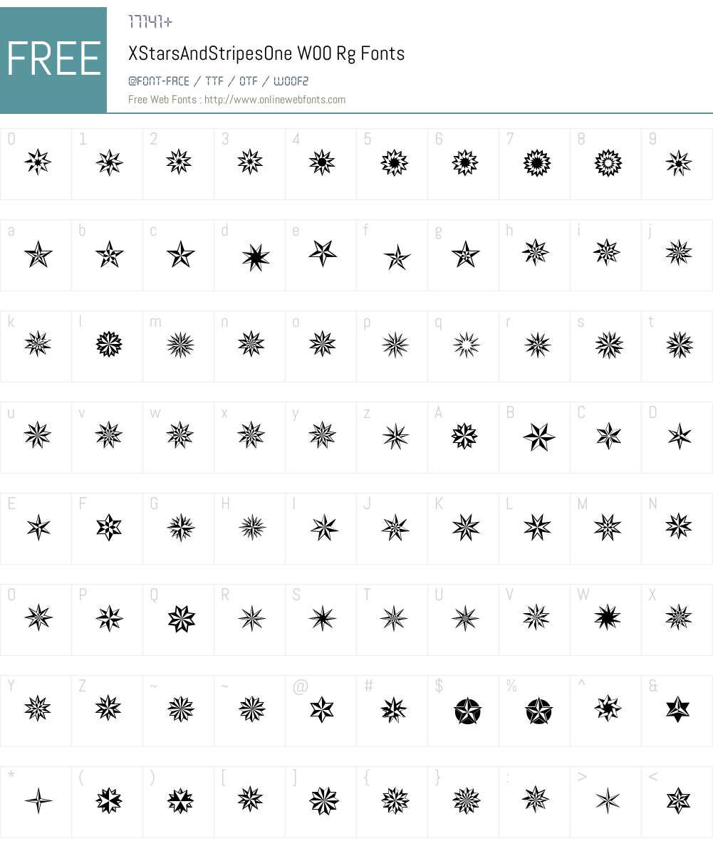 XStarsAndStripesOneW00-Rg Font Screenshots
