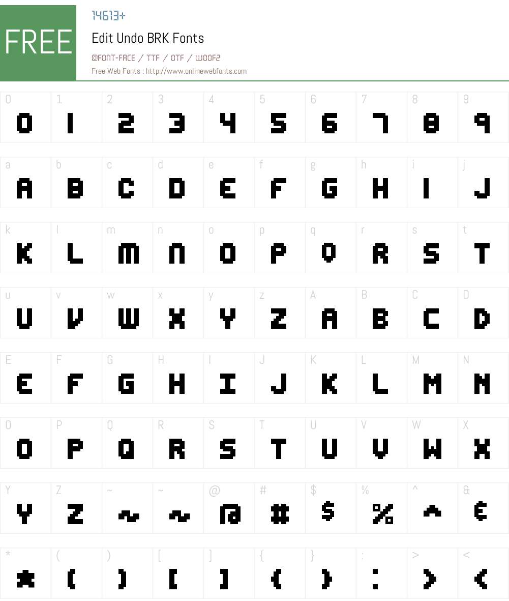 Edit Undo BRK Font Screenshots