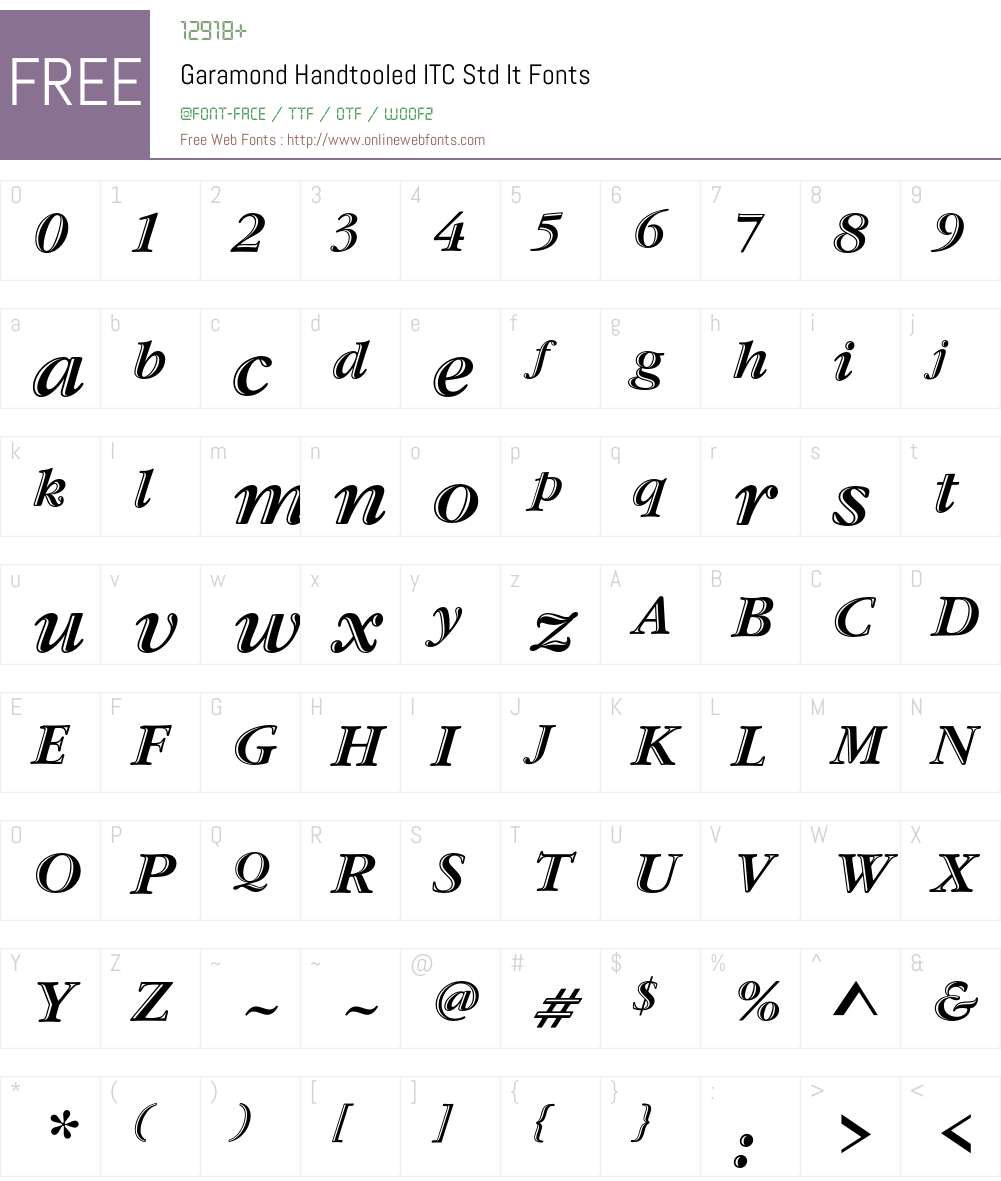 Garamond Handtooled ITC Std Font Screenshots