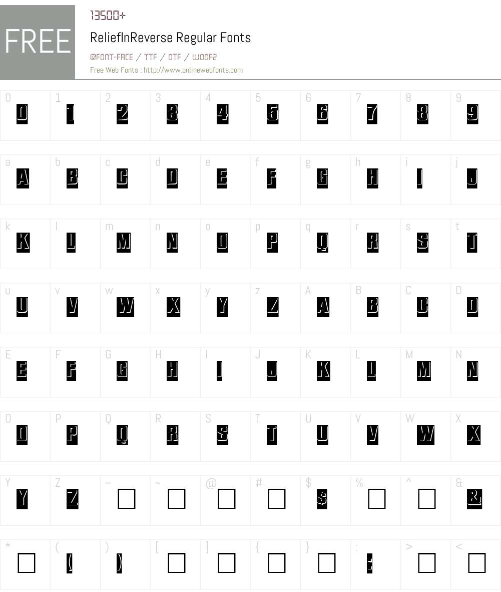 ReliefInReverse Font Screenshots