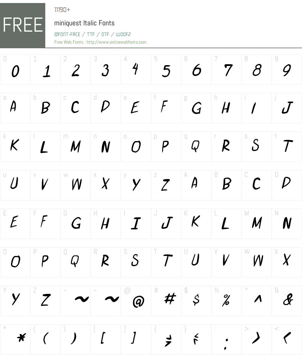 miniquest Font Screenshots