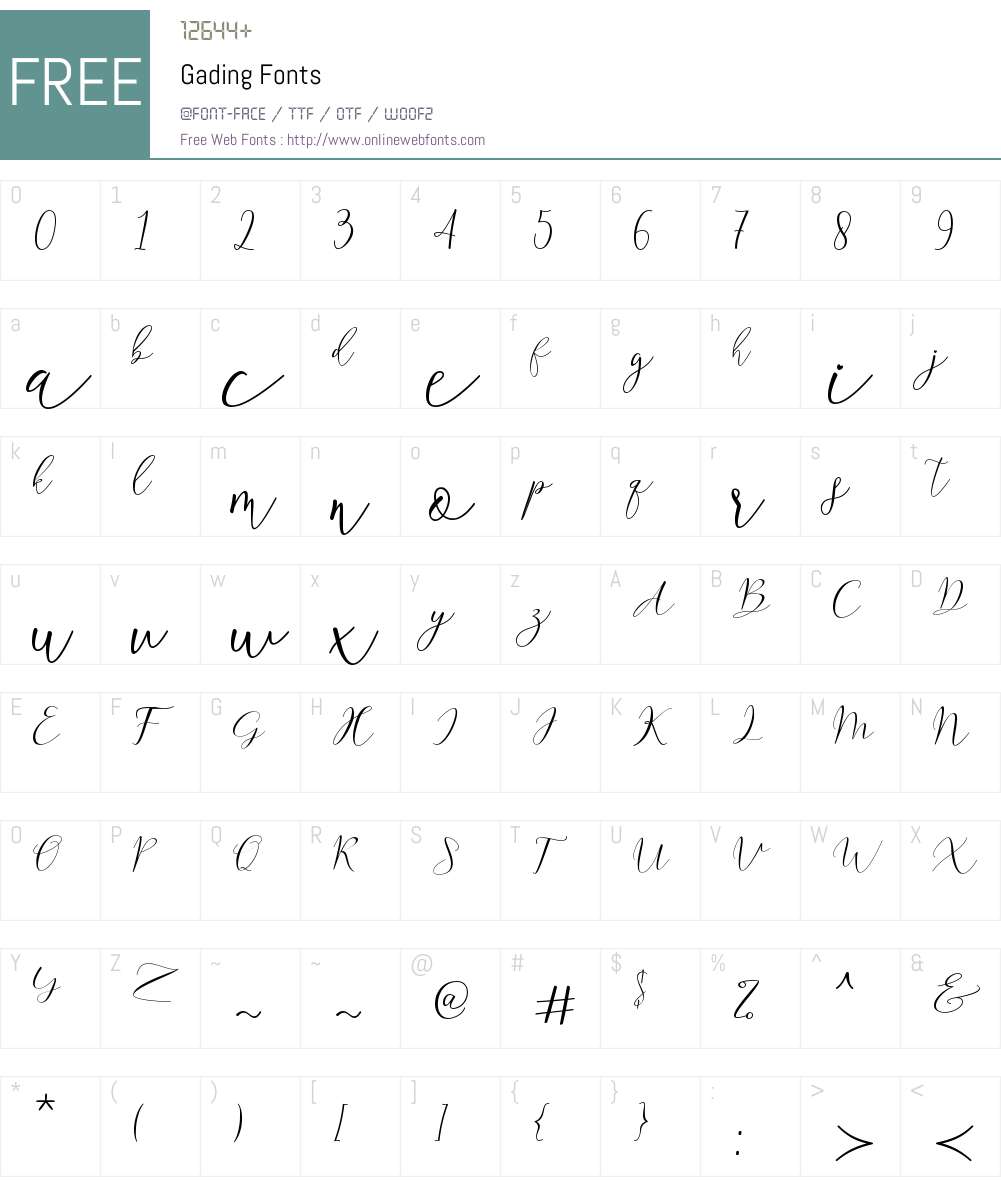 Gading Font Screenshots