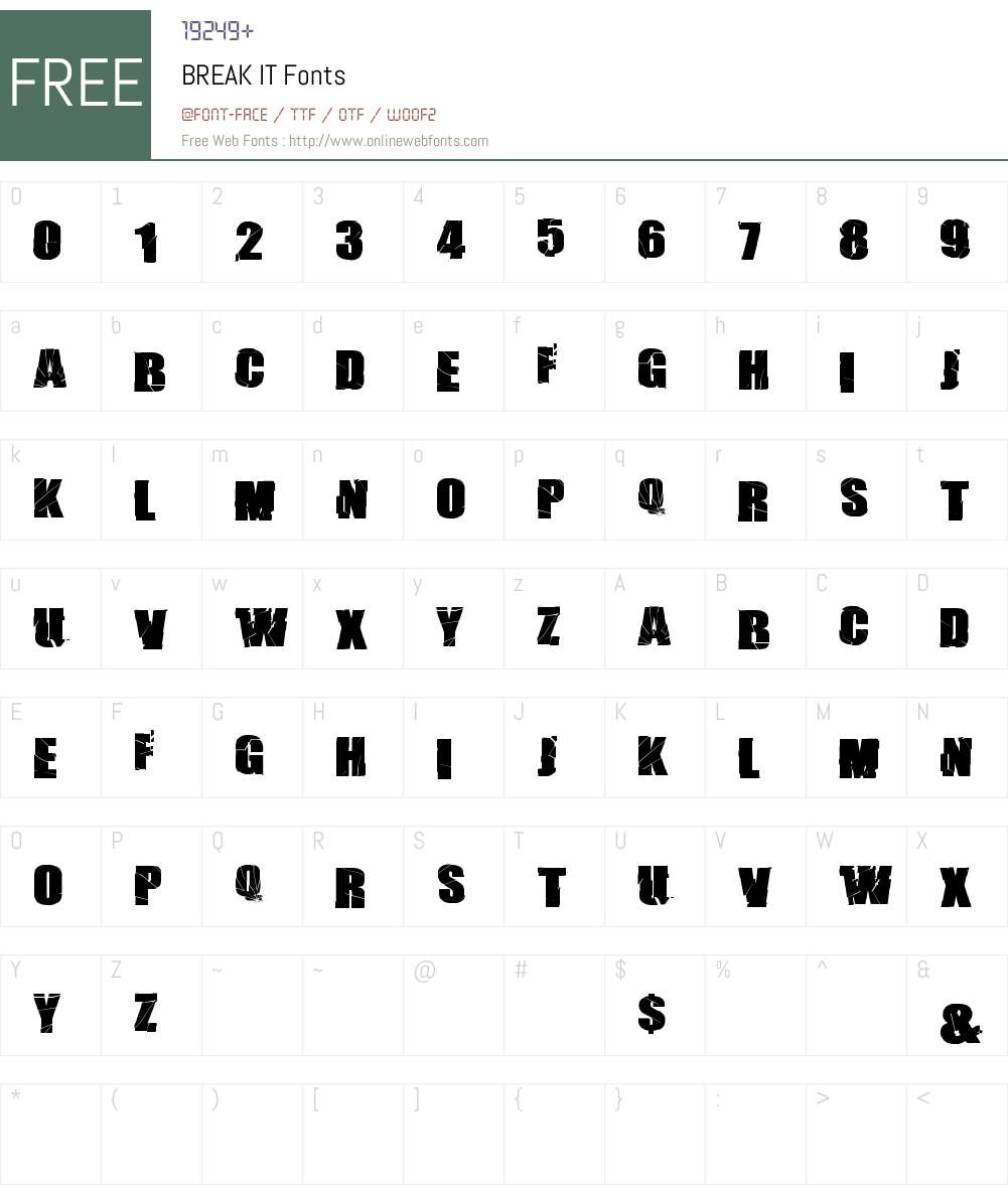 BREAK IT Font Screenshots