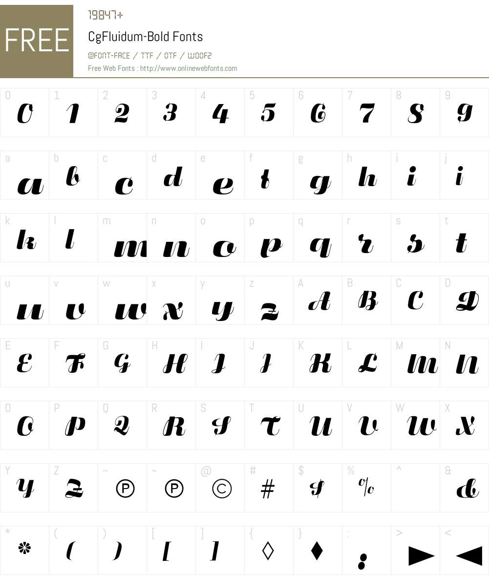 CgFluidum Font Screenshots