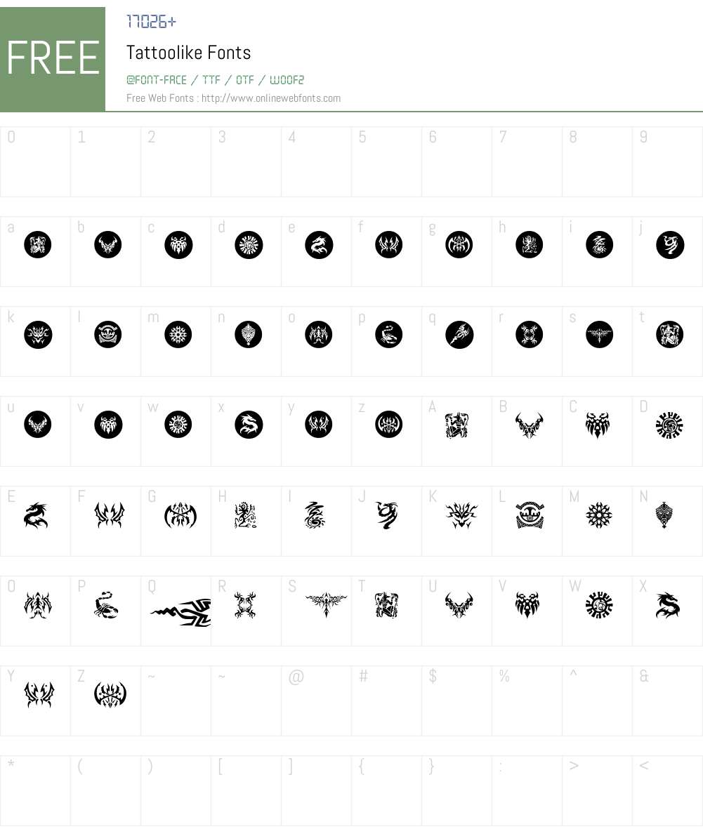 Tattoolike Font Screenshots