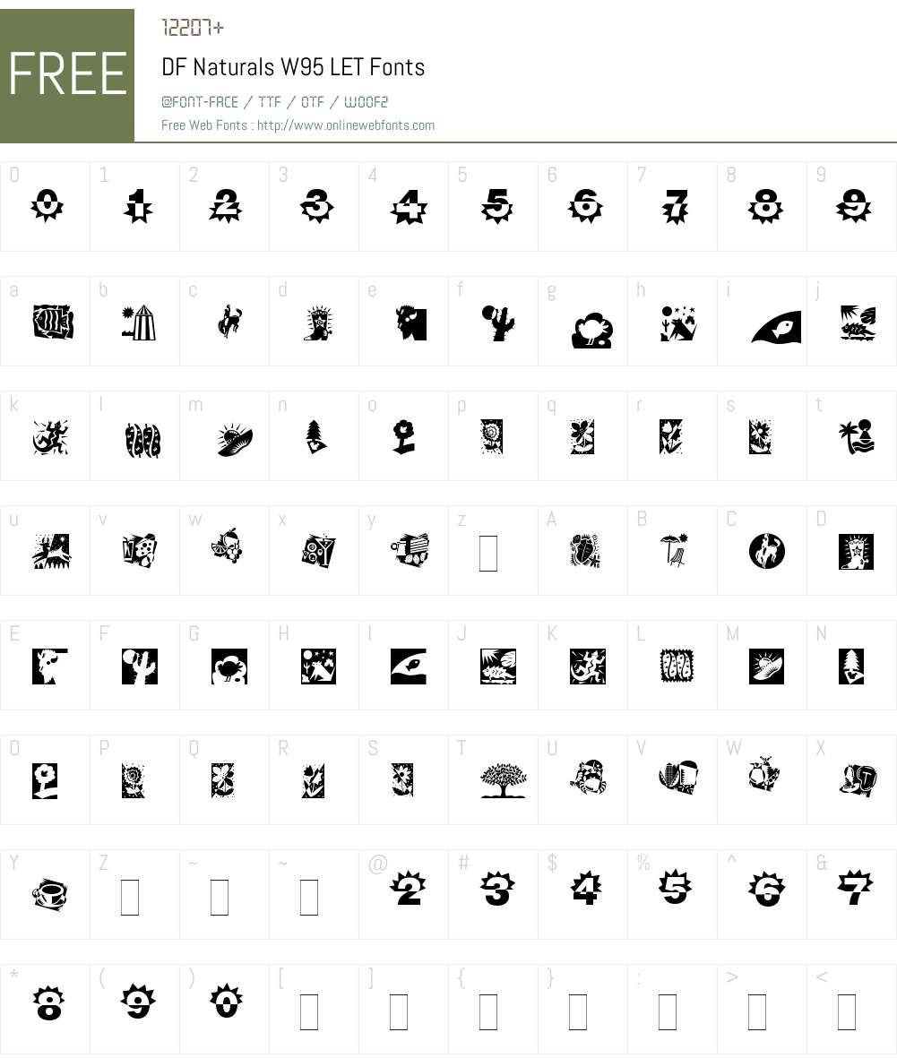 DFNaturalsW95-LET Font Screenshots