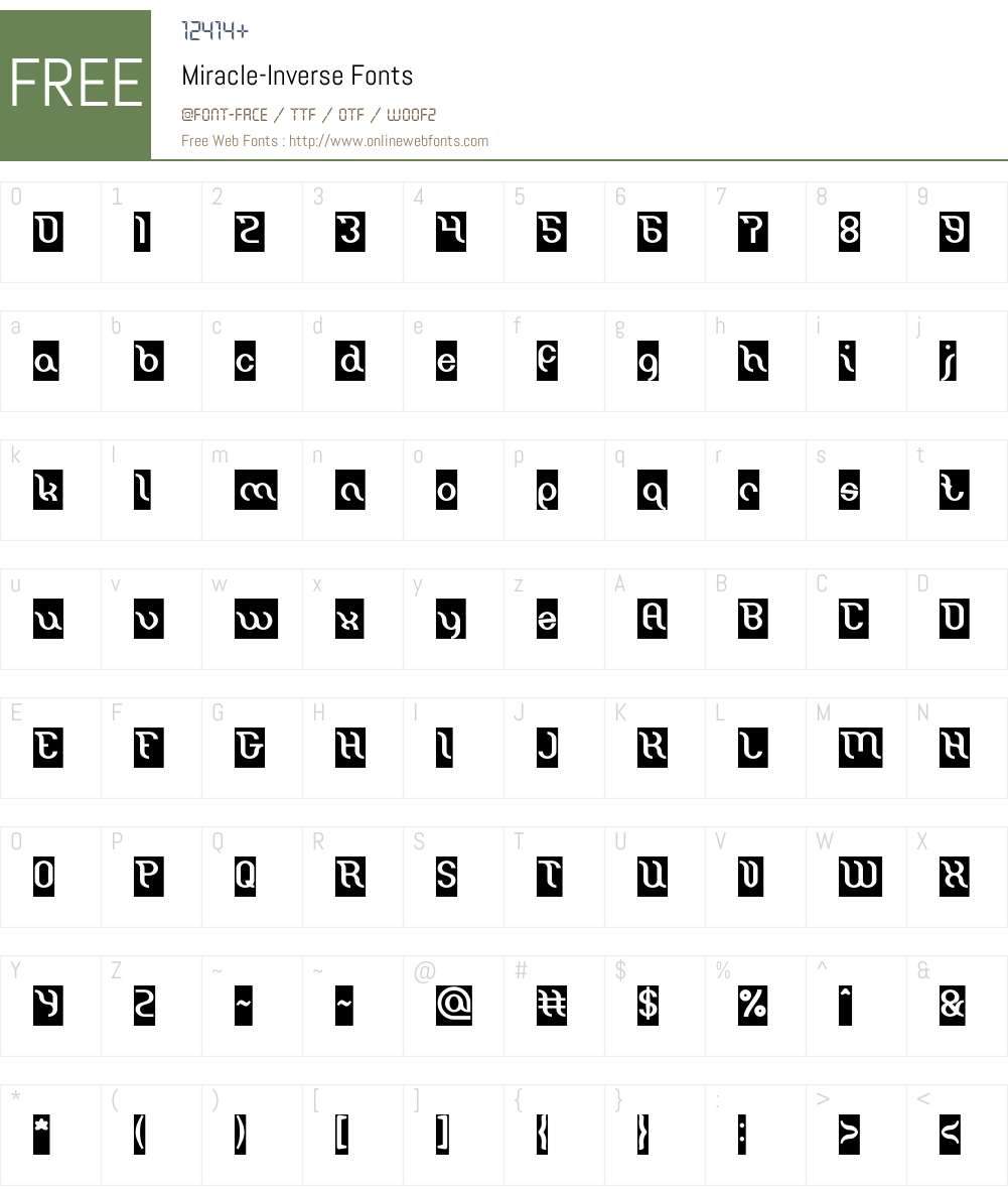 Miracle-Inverse Font Screenshots