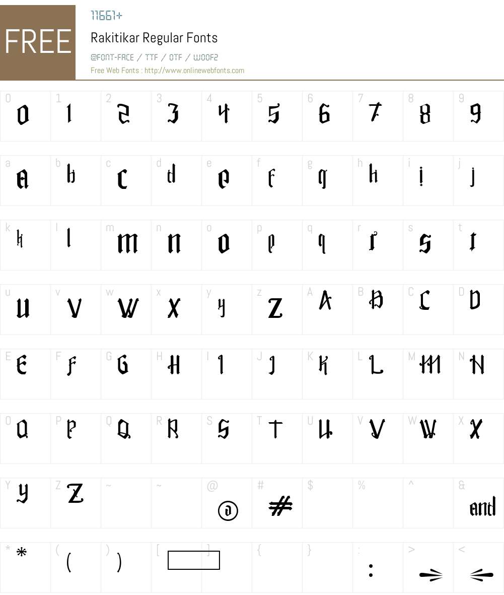 Rakitikar Font Screenshots
