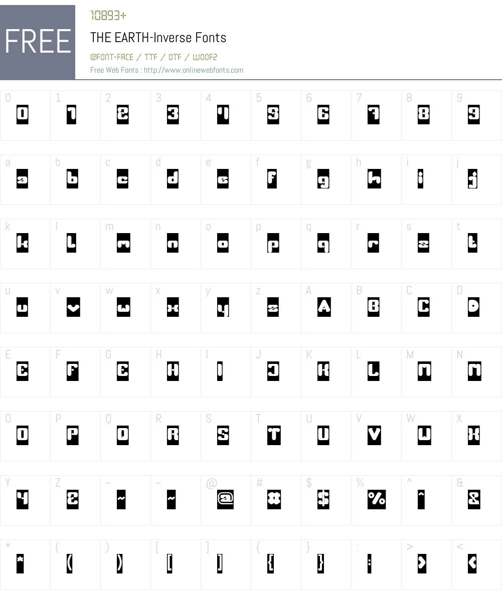 THE EARTH-Inverse Font Screenshots