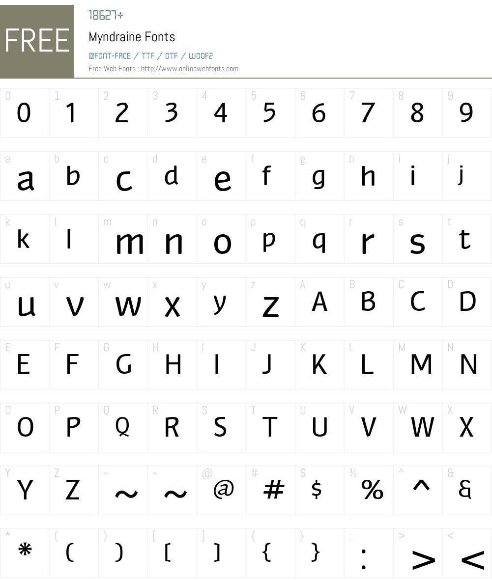 Myndraine Font Screenshots