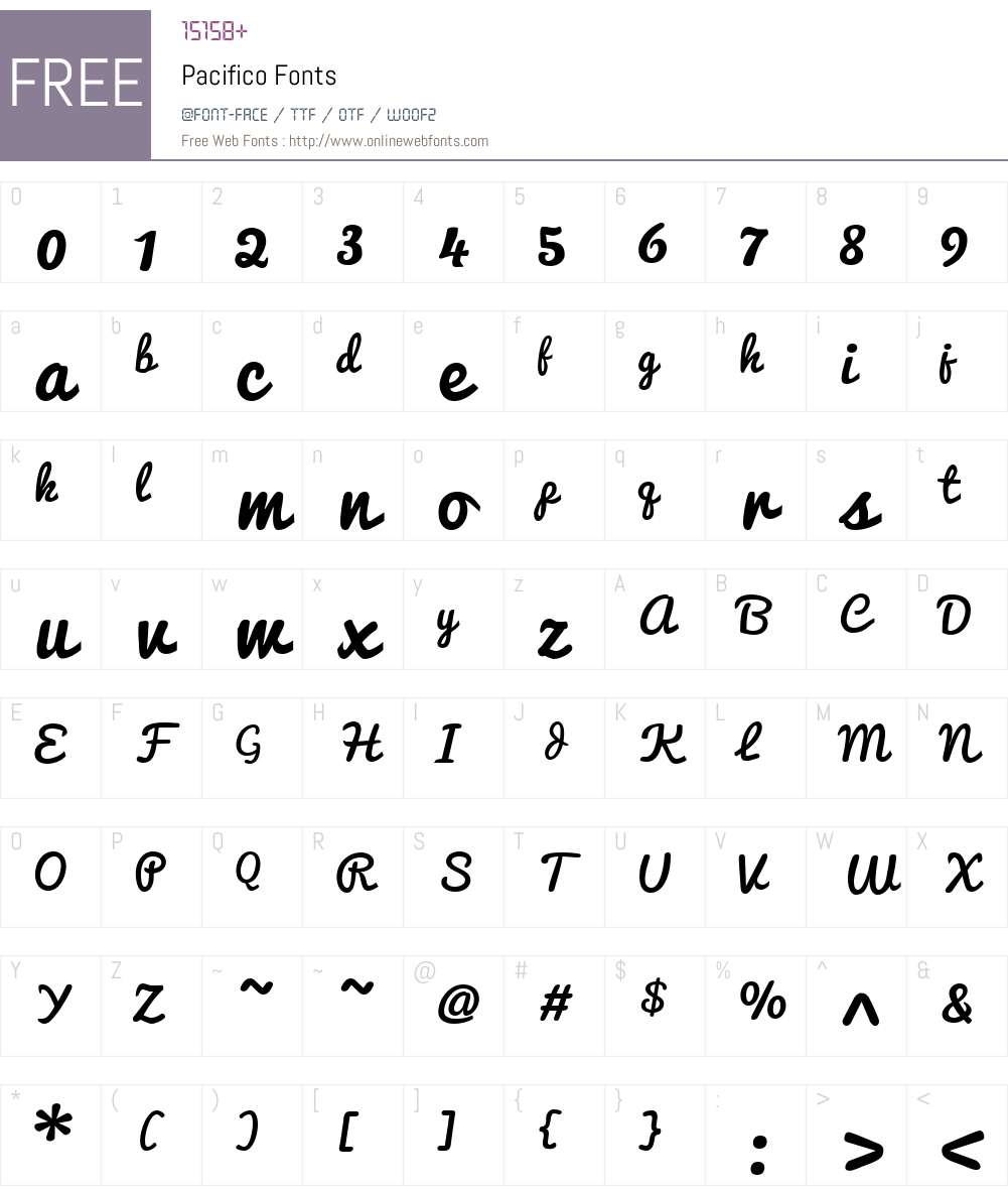 Pacifico Font Screenshots